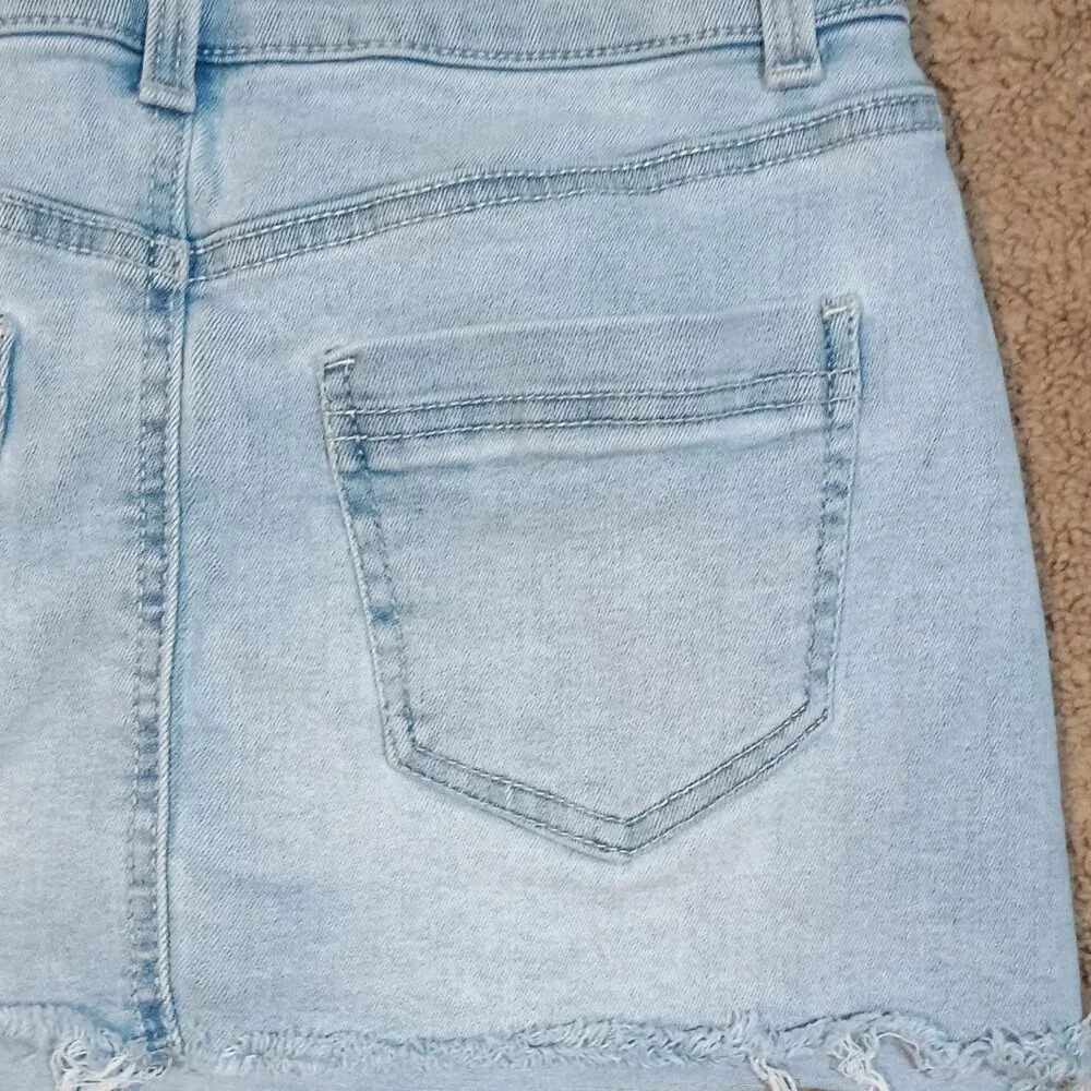 Refuge/Denim Mini Skirt/Women Small/Light Wash Y2K Stretch Summer Casual Chic